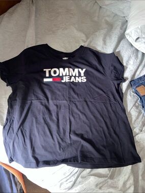 Tommy Hilfiger Navy Logo Tee with Red & White Accent